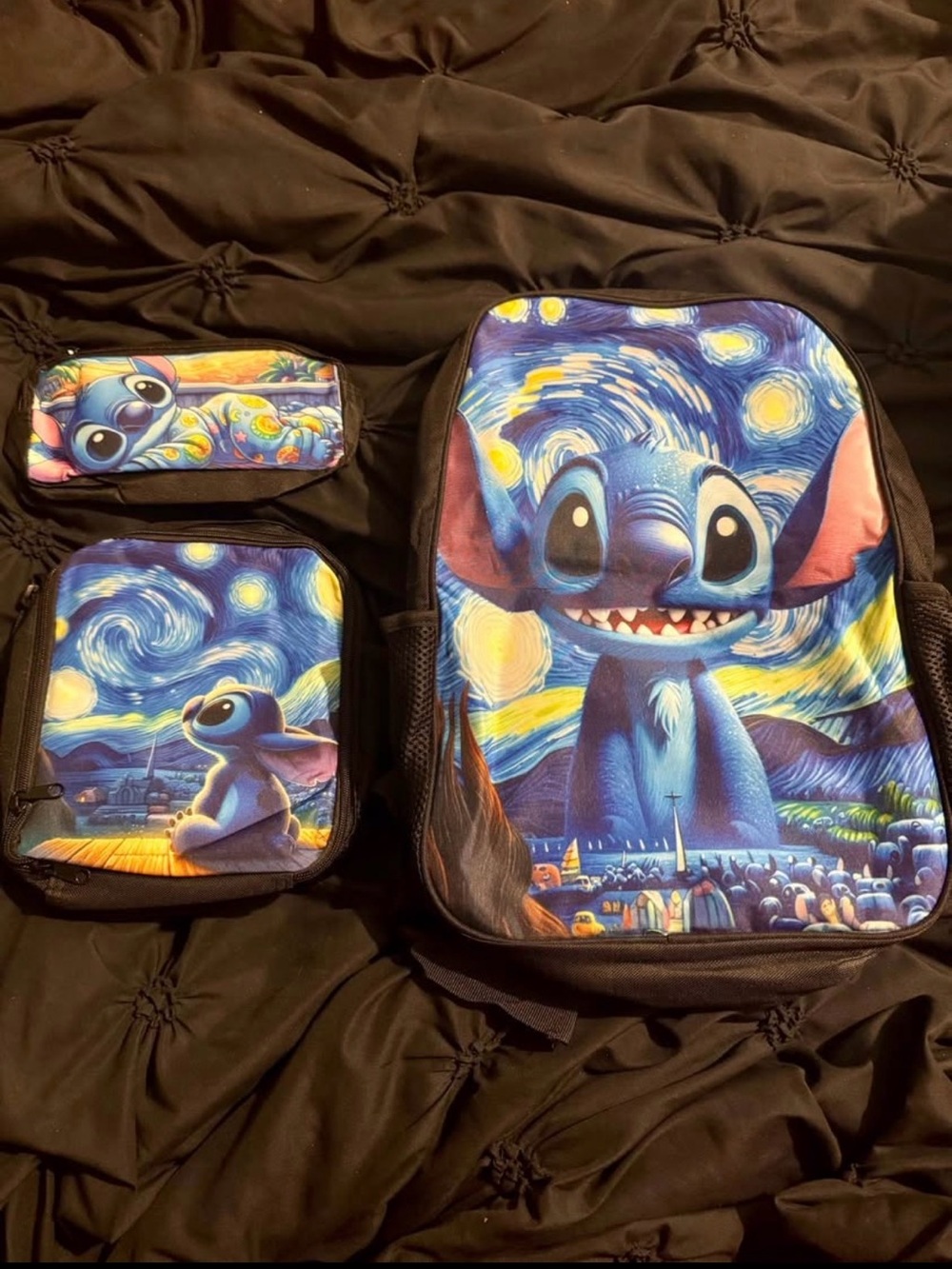 NEW Lilo & Stitch Starry Night 3 Piece Backpack Set - Lunch Bag & Pencil Case
